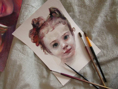 Watercolor portrait art brushes girl painting painting brushes portrait portrait art traditional art watercolor