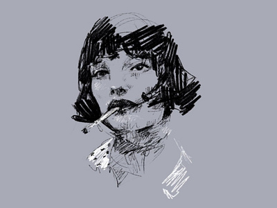 Beautiful smoker art black white cigarette digital digital art girl procreate sketch smoke smoker