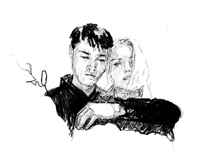 Couple in love black black white boy digital digital art digitalart girl love procreate raster sketch