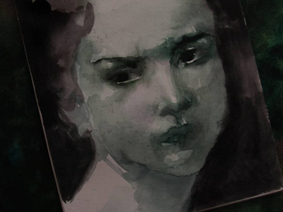 Copy of Bouguereau "Девочка с букетом" girl grisaille portrait watercolor