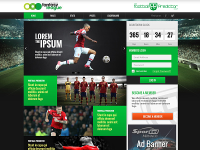 Football Predictor homepage ball fantasy football game league live online prediction sport ui web