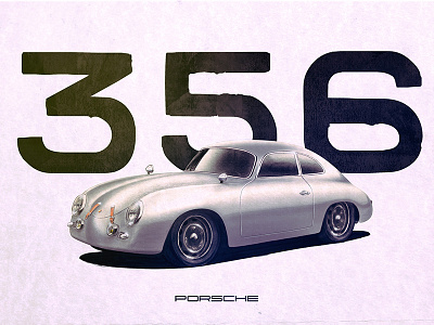 Porsche 356 Outlaw drawing handmade illustration painting pencil sketch