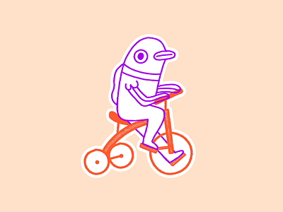 Fishy Tricycle bike character fish illustration stickermule tricycle