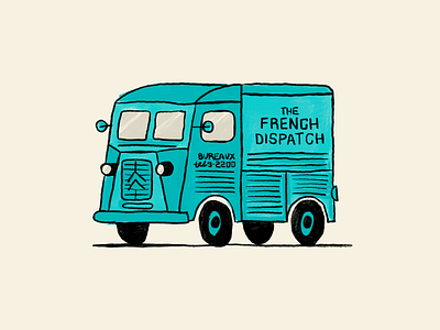The French Dispatch: Doodle IV car character citroen doodle illustration the french dispatch van vehicle vintage wes anderson