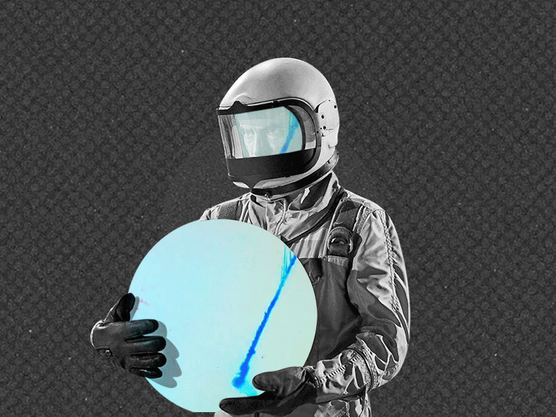 The Man Who Hold the World animation astronaut circle collage gif retro space trippy universe vintage world