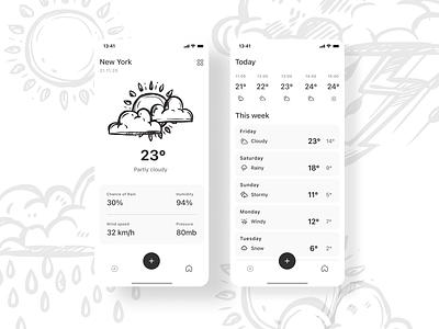 Minimalistic weather app android app forecast ios mobile product design tab bar table view ui ux weather