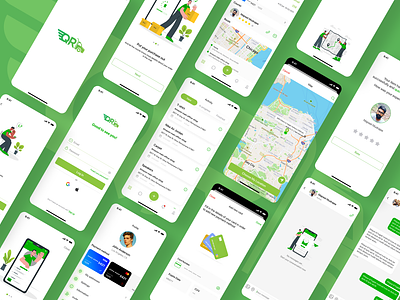 QuickReturn android app chat delivery green illustration ios log in mobile payment method product design rating ui ux
