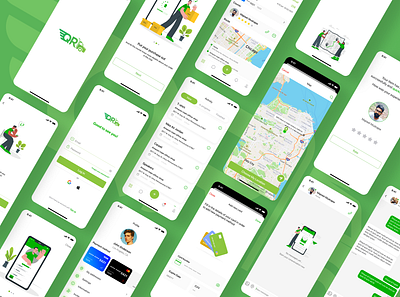 QuickReturn android app chat delivery green illustration ios log in mobile payment method product design rating ui ux