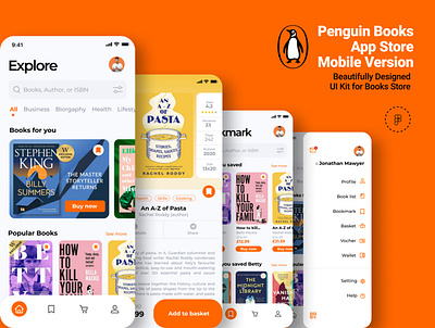 Mobile - Penguin Books App Store Concept apps books branding cover design graphic design illustration logo penguin ui vector