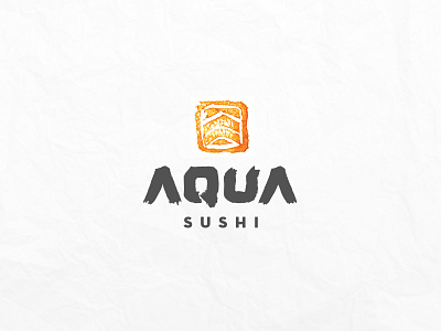 Aqua Sushi Logo aqua aquasushi brand branding fish hanko logo print salmon stamp sushi sustainable