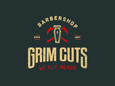 Grim Cuts Barbershop barber barbershop branding coffin grim grimcuts haircut oldschool reaper scythe