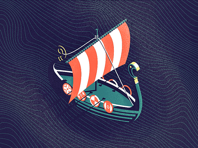 Viking Reathe-bound contrast erik grain isometric sail ship vikings