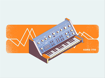Synth Print 770 electronic isometric krog landscape music poster synth vector