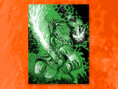 Link Ink fairies green illustration ink link mastersword paper splatter texture zelda