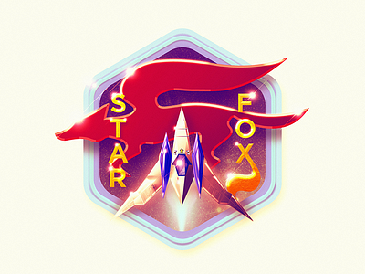 Star Fox - Arwing Badge (Rebound) badge fox illustration illustrator photoshop shine ship skeuomorphism star starfox vector vintage