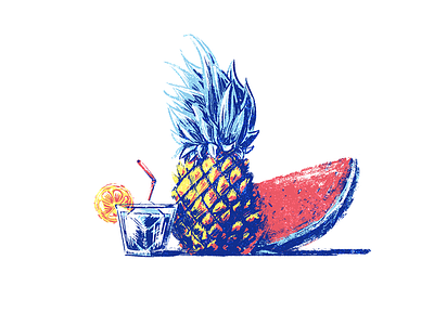 Summer Vibes cocktail drink fruit paint pineapple summer tropical watermelon