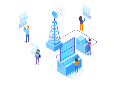 Broadcasting character illustration isometric mobile process product wonderstruk