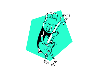 Ripped Jeans Guitar Player Illustration guitar illustration ink mid century cartoon rip