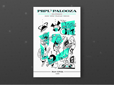 PRPL Palooza - Alt Poster band illustration mid century cartoon music poster prpl purple rock scissors palooza show