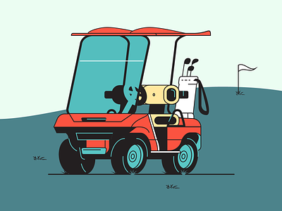 Golf Cart - Rebound car cart club flat golf golfcart illustration