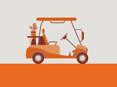 Golf Cart buggy cart flat golf mlc orange vector