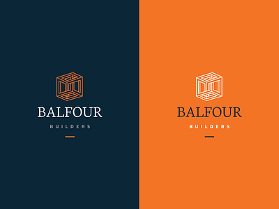 Balfour Builder Logo Design branding build builders design frame logo navy orange strong