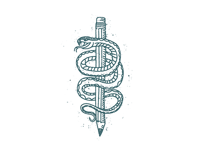 Snake & Lead badge illustration pencil snake tattoo