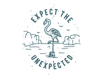 Expect the unexpected. badge birds deathbirds desert design drawing expecttheunexpected flamingo illustration skull tattoo unexpected