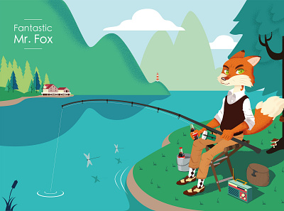 Fantastic Mr Fox animal forest fox illustration landscape vector