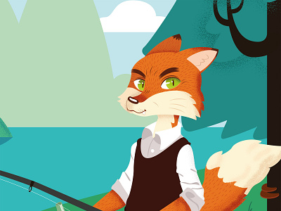 Fantastic Mr Fox detail nº2 animal forest fox illustration landscape vector