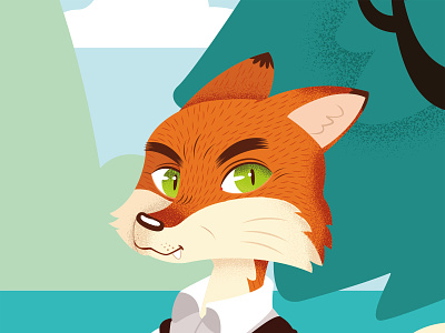Fantastic Mr Fox detail nº3 animal forest fox illustration landscape vector