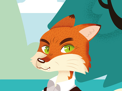 Fantastic Mr Fox detail nº3 animal forest fox illustration landscape vector