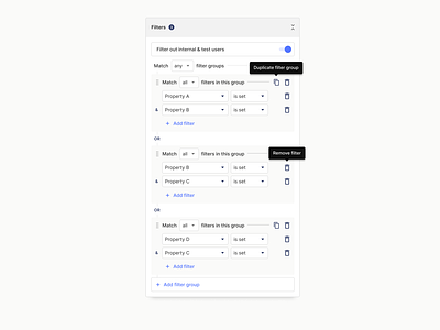 Filter groups with logical operators