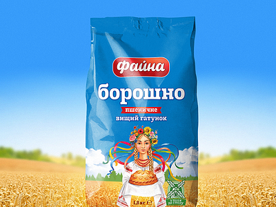 "Faina" flour adobe art blue branding bread design field flour girl graphic design illustration loaf logo pack package packaging sky ukraine wheat wrapping