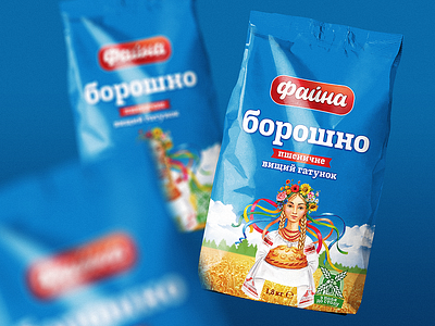 "Faina" flour adobe art blue branding bread design field girl graphic design illustration loaf logo pack package packaging sky ukraine wheat wrapping