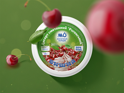 "Molochniy Ostriv" desserts adobe art berries cherry color design dessert fruits graphic design illustration logo logotype pack package packaging packing sour cream sweet