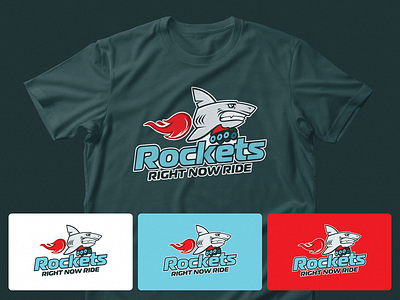 Logo for roller school "Rockets" branding design extreme fire graphic design identity logo logotype moving rocket roller school shark sigh sport vector wheels