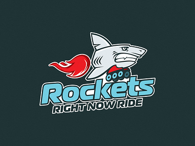Logo for roller school "Rockets" art branding character design extreme fire graphic design illustration logo logotype moving shark sign vector wheels