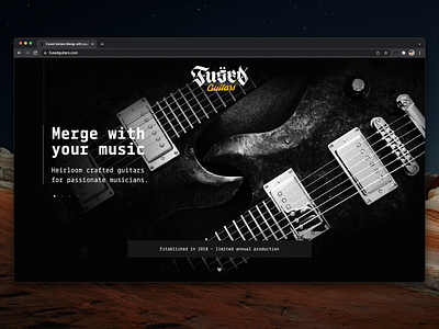 Fused Guitars black branding crafted design fused graphic design guitars lettering logo logotype music page site store ui ux vector web yellow