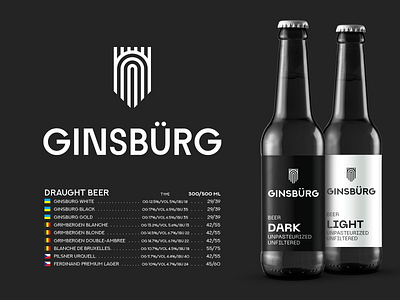 Logotype and identity for the "GINSBÜRG" bar