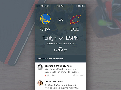 NBA Finals iOS App clean ios ios9 ui