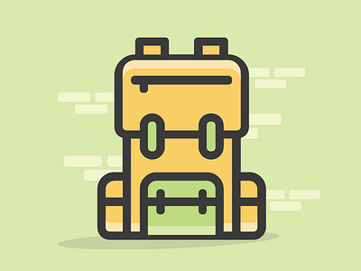 Back pack icon bag green icon outline yellow