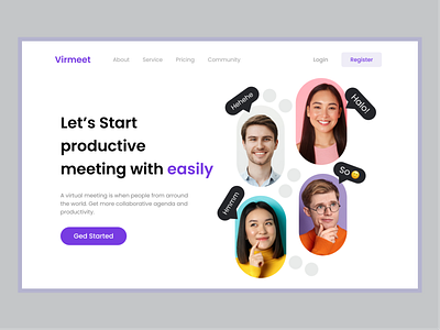 Virmeet - Virtual Meeting Header design ui ux virtualmeeting virtualmeetingwebsite website