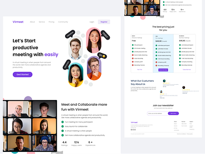 Virmeet - Virtual Meeting Landing Page design ui ux virtualmeetinglandingpage virtualmeetingwebsite website