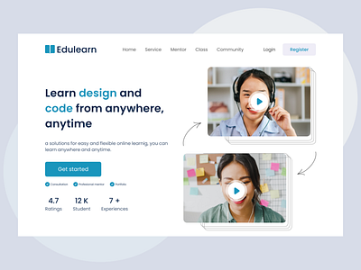 Edulearn - online learning hero section design onlinelearning ui ux website