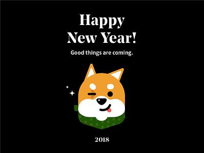 Happy New Year 2018! Black 2018 happy new year new year puppy shiba inu