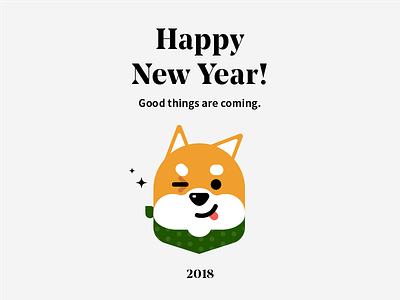 Happy New Year 2018! White 2018 happy new year new year puppy shiba inu