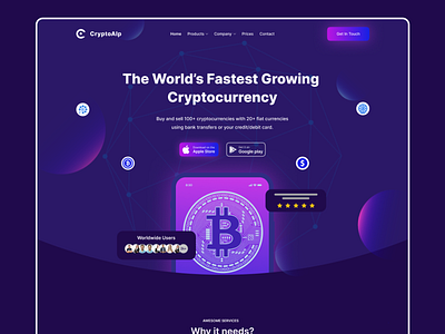 Cryptocurrency Landing Page 3d bitcoin services bitcoin website cryptocurrency app cryptocurrency website landingpage uiux web design web ui website