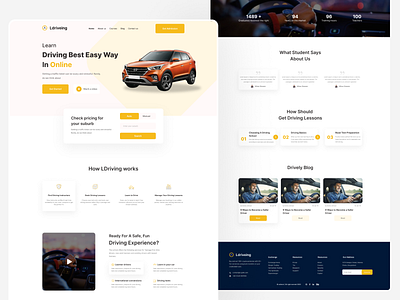 Drive learning landing page admission car website driving landing page learn driving learn online learning platform learning website online lesson web ui