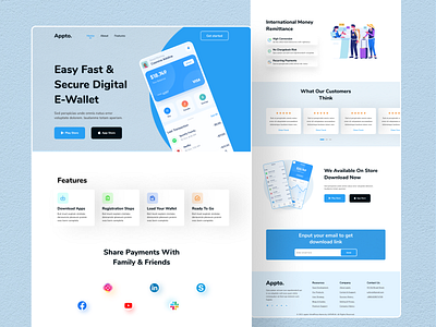 Digital wallet app landing page